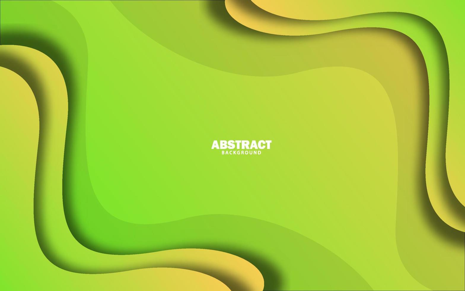 Papercut wave abstract shape green color background vector