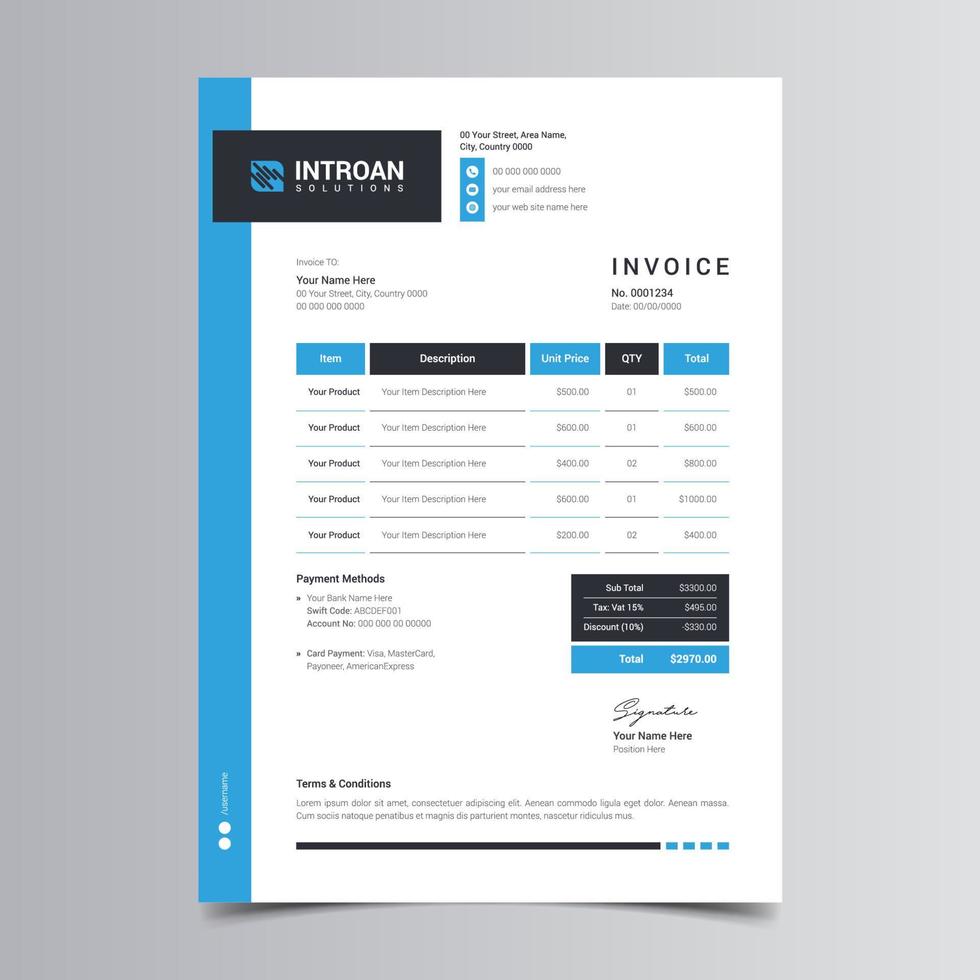 Clean and Modern Invoice Template vector