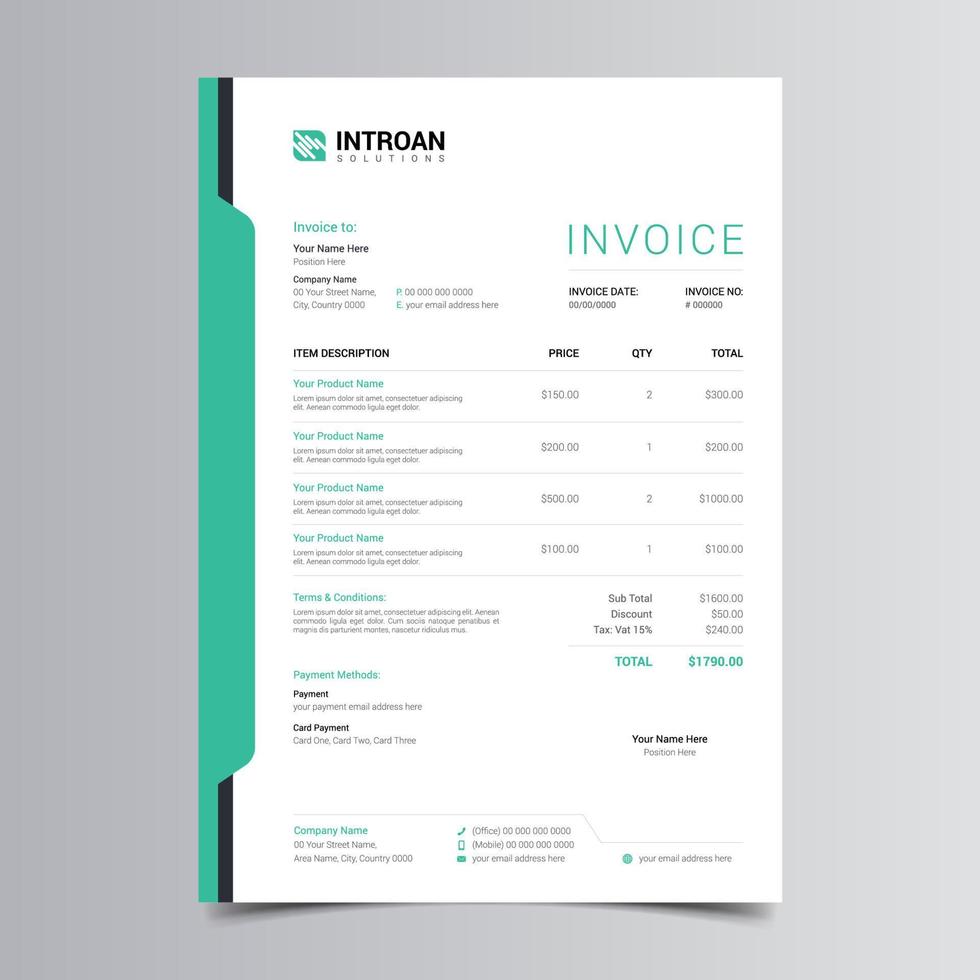 Clean and Creative Invoice Template vector