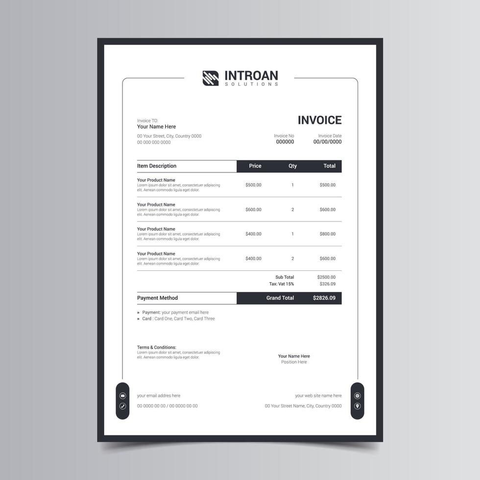 Clean and Modern Invoice Template vector