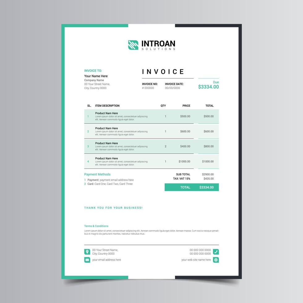 Clean and Modern Invoice Template vector