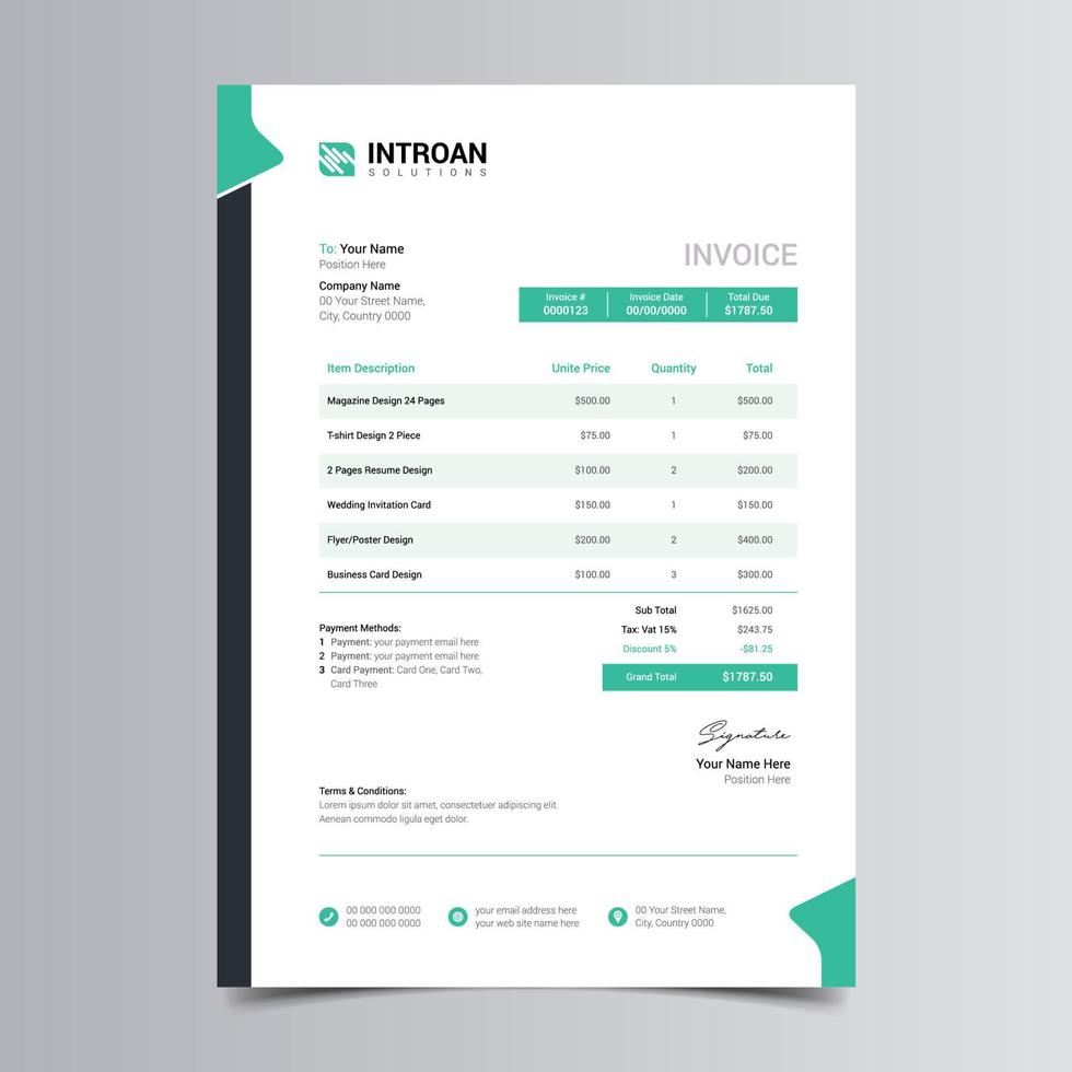 Modern Invoice Template vector