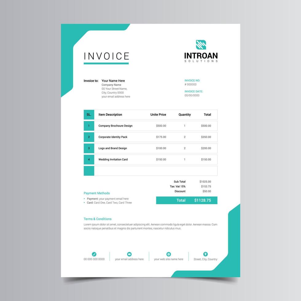 Clean and Modern Invoice Template vector