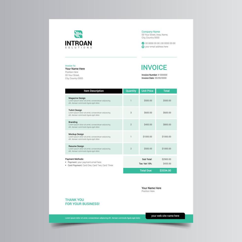 Modern Invoice Template vector