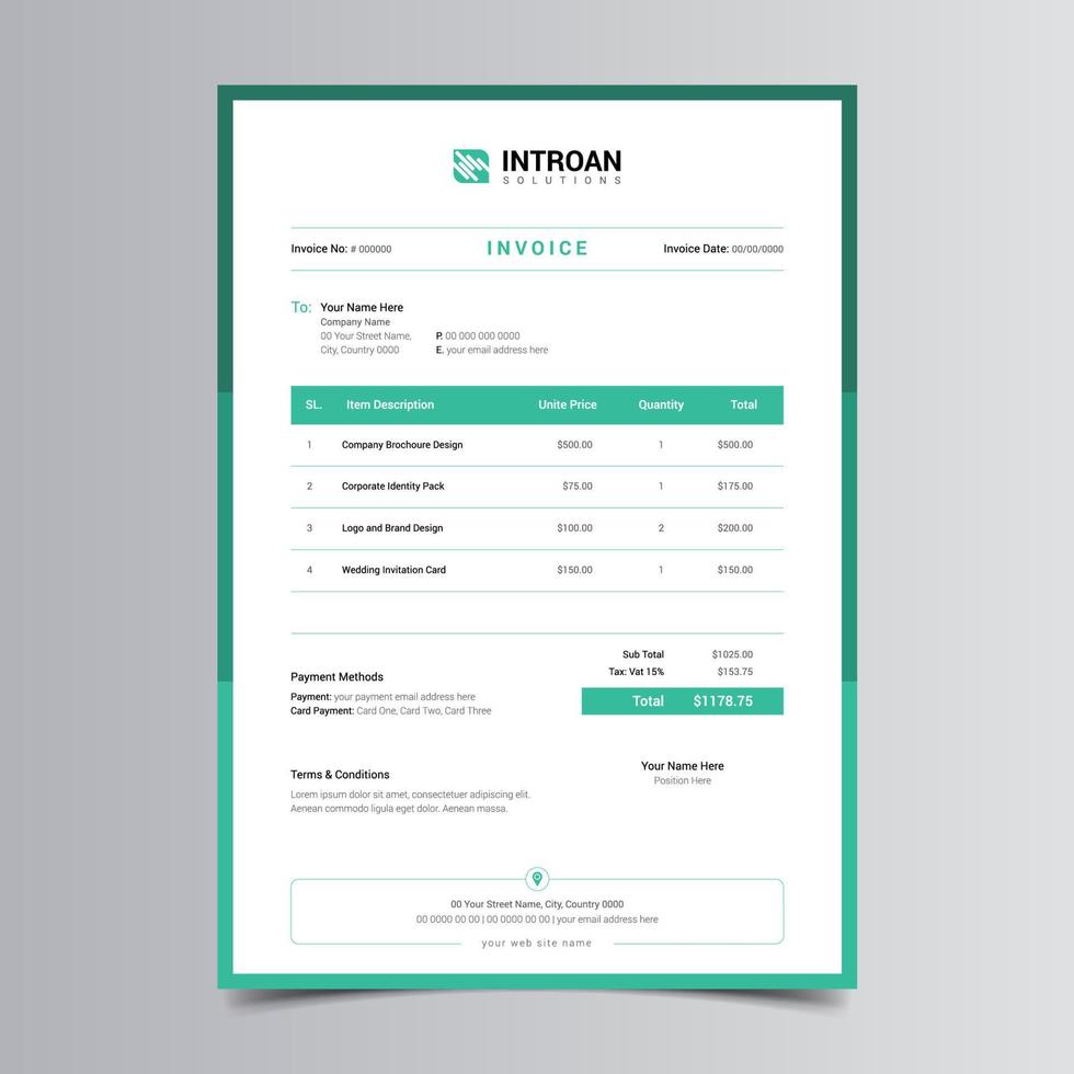 Clean and Creative Invoice Template vector
