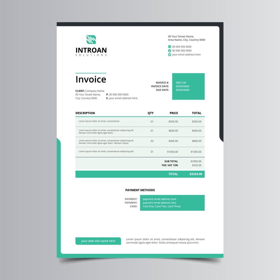 Clean and Creative Invoice Template vector