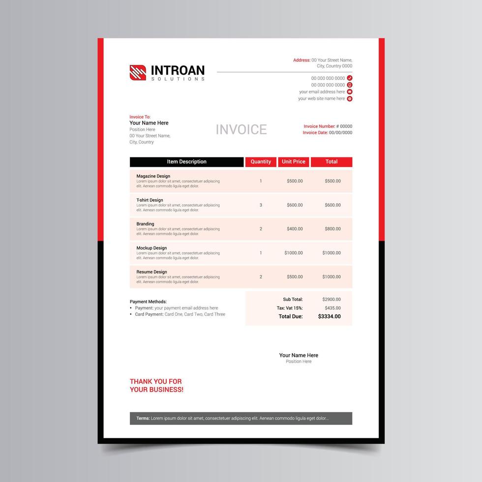 Modern Invoice Template vector