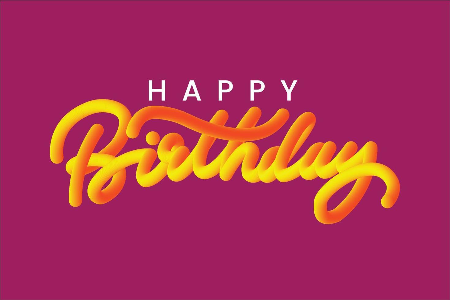 3D happy birthday banner vector