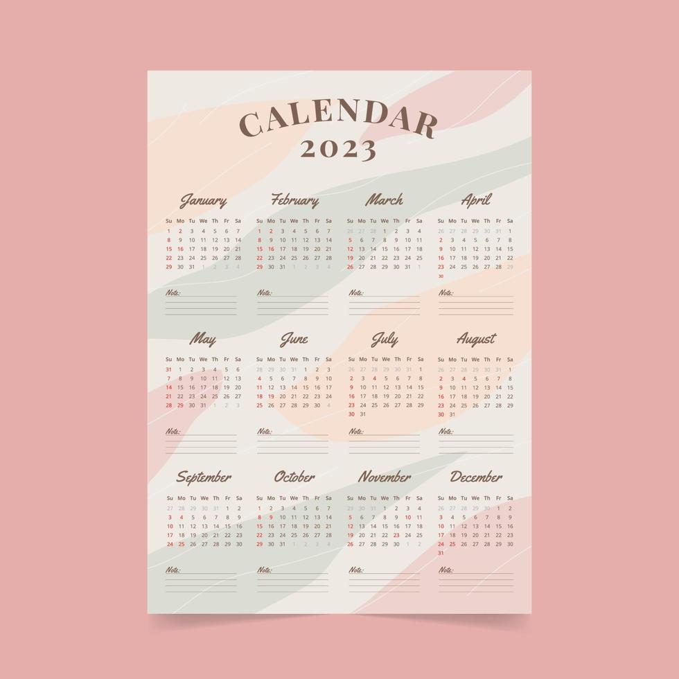 plantilla de calendario lindo creativo 2023 vector