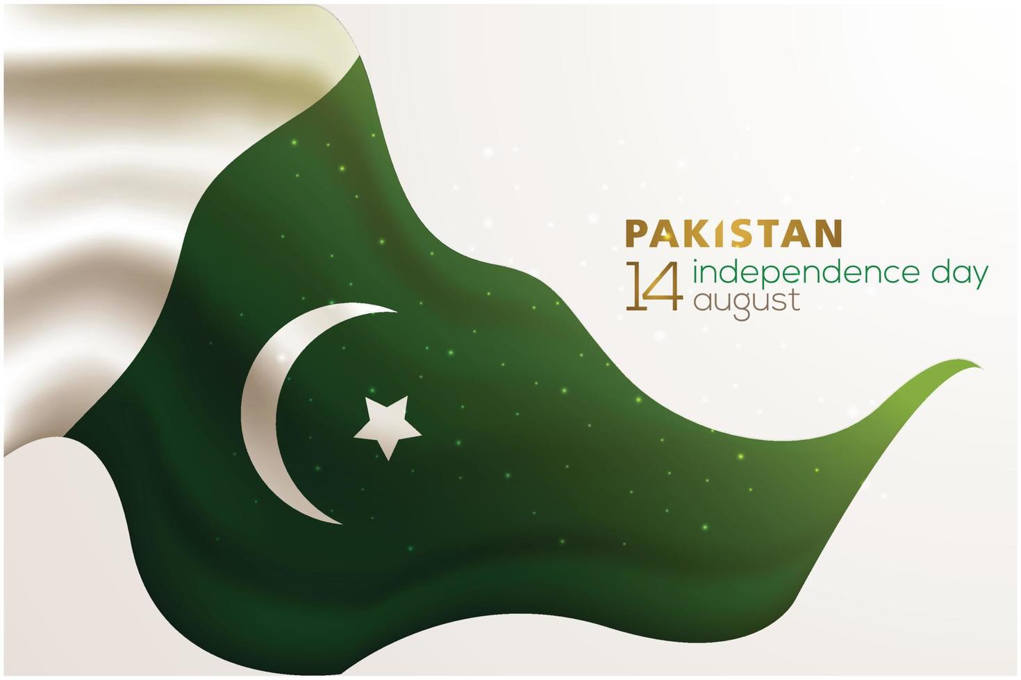 Greeting Pakistan Independence day 14 August background vector design with arabic calligraphy, flag and floral pattern. for card, banner, wallpaper, brosur, cover and decoration