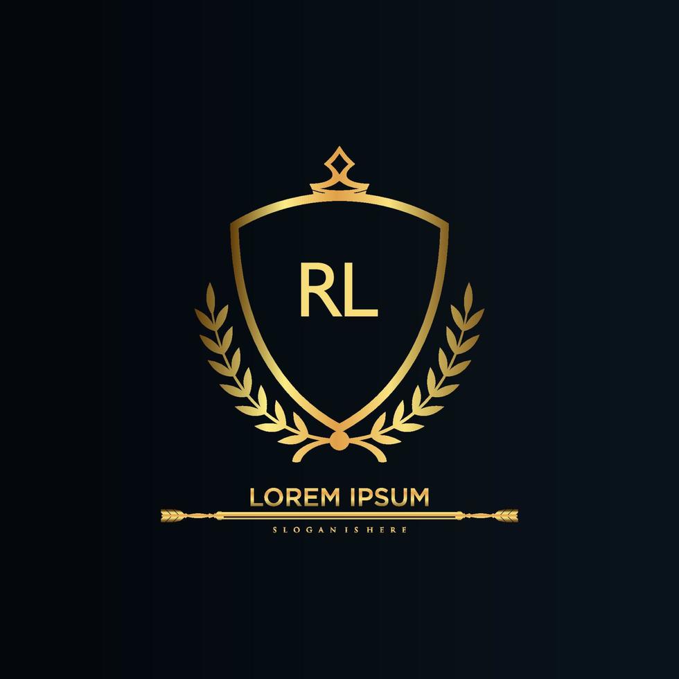 RL Letter Initial with Royal Template.elegant with crown logo vector, Creative Lettering Logo Vector Illustration.