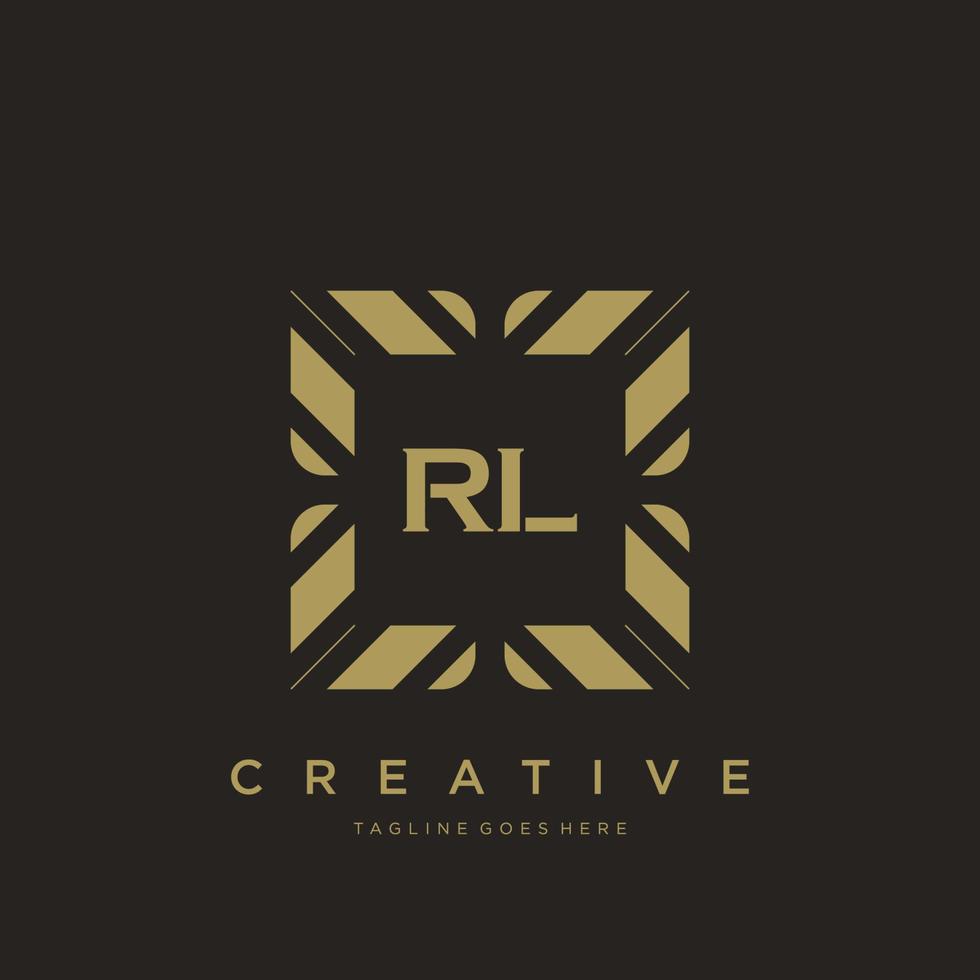 vector de plantilla de logotipo de monograma de adorno de lujo de letra inicial rl
