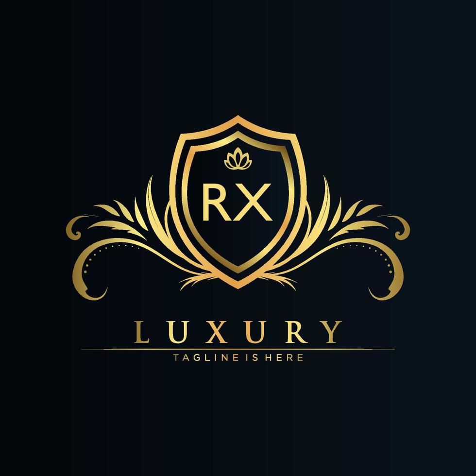 letra rx inicial con plantilla real.elegante con vector de logotipo de corona, ilustración de vector de logotipo de letras creativas.