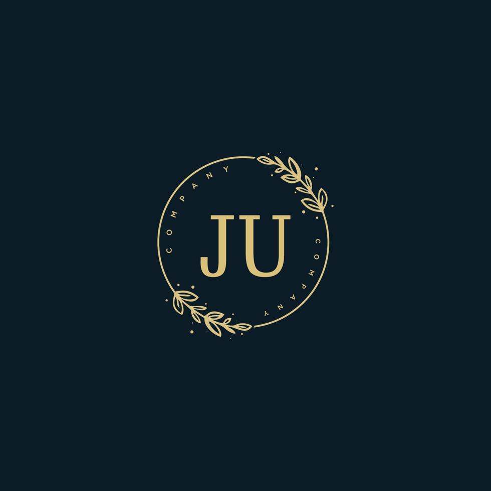 Initial JU beauty monogram and elegant logo design, handwriting logo of initial signature, wedding, fashion, floral and botanical with creative template. vector