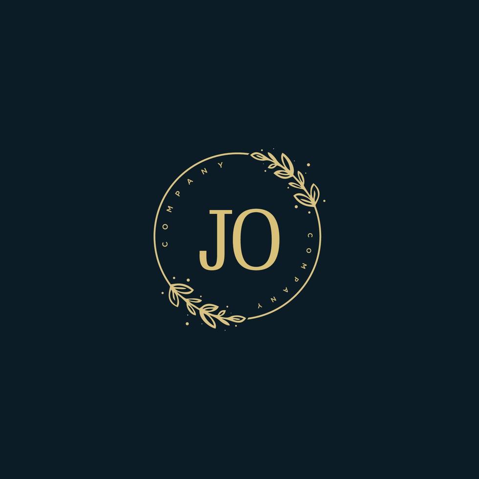 Initial JO beauty monogram and elegant logo design, handwriting logo of initial signature, wedding, fashion, floral and botanical with creative template. vector