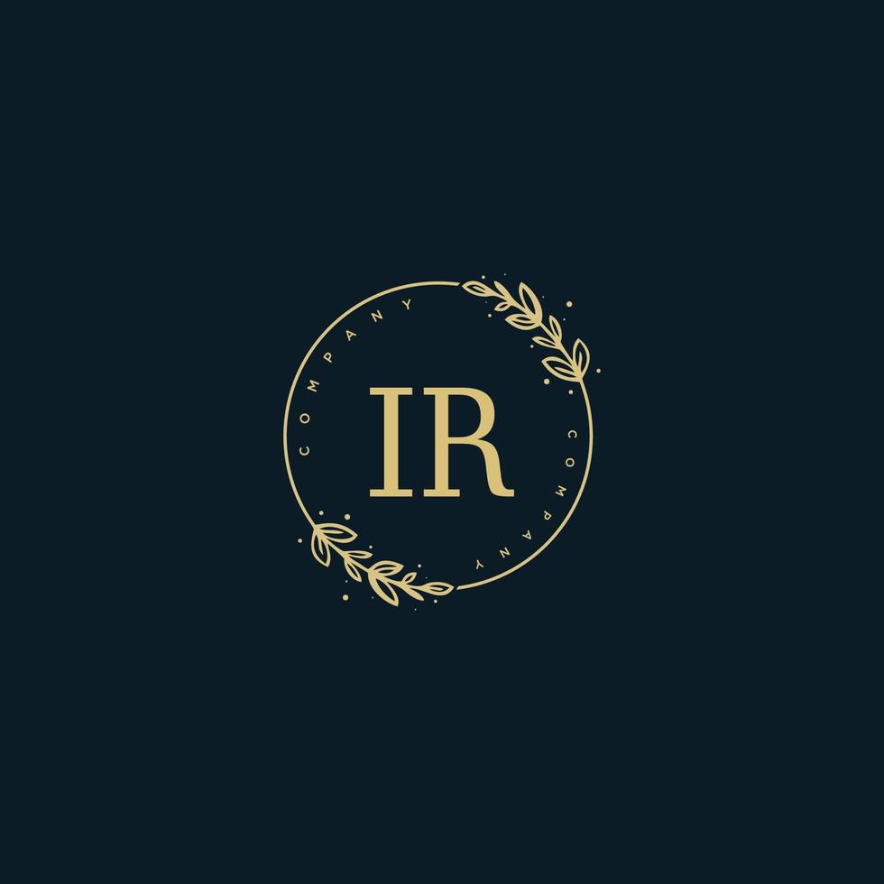 Initial IR beauty monogram and elegant logo design, handwriting logo of initial signature, wedding, fashion, floral and botanical with creative template. vector