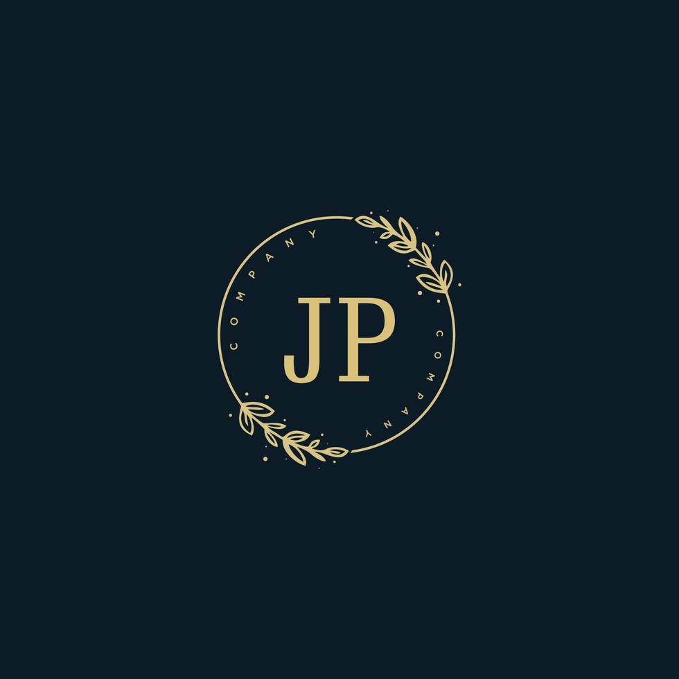 monograma de belleza jp inicial y diseño de logotipo elegante, logotipo de escritura a mano de firma inicial, boda, moda, floral y botánica con plantilla creativa. vector