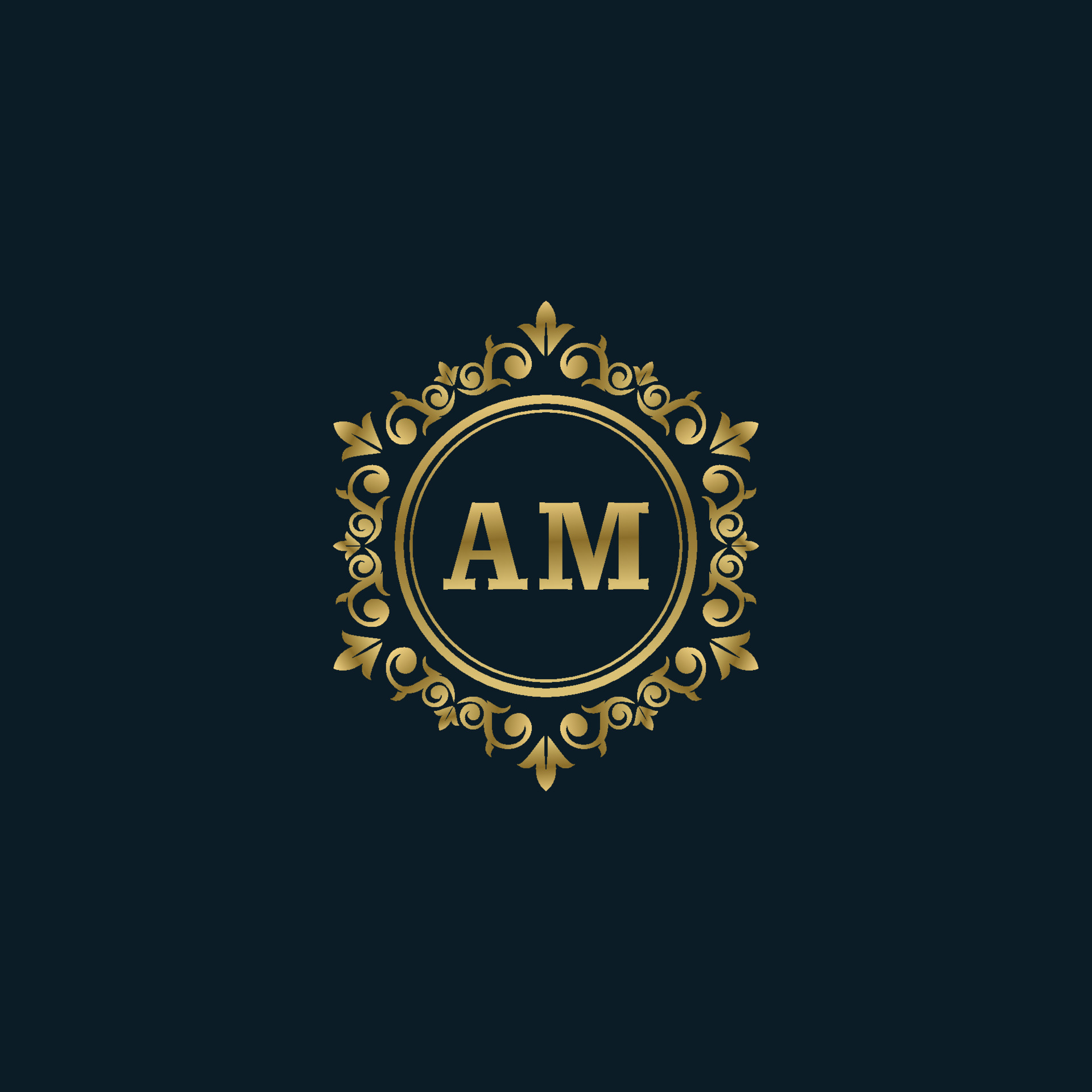 Letter AM logo with Luxury Gold template. Elegance logo vector template