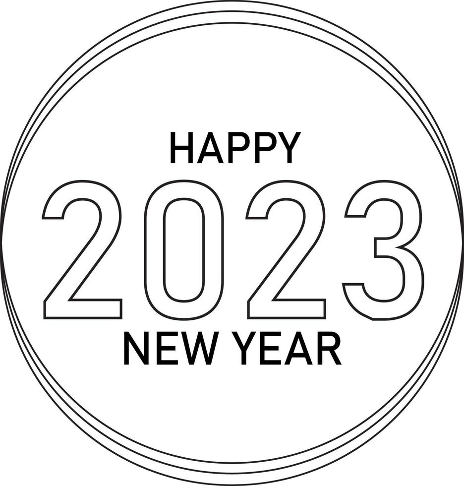 Happy New Year 2023 text design. Vector illustration. Isolated on white background.