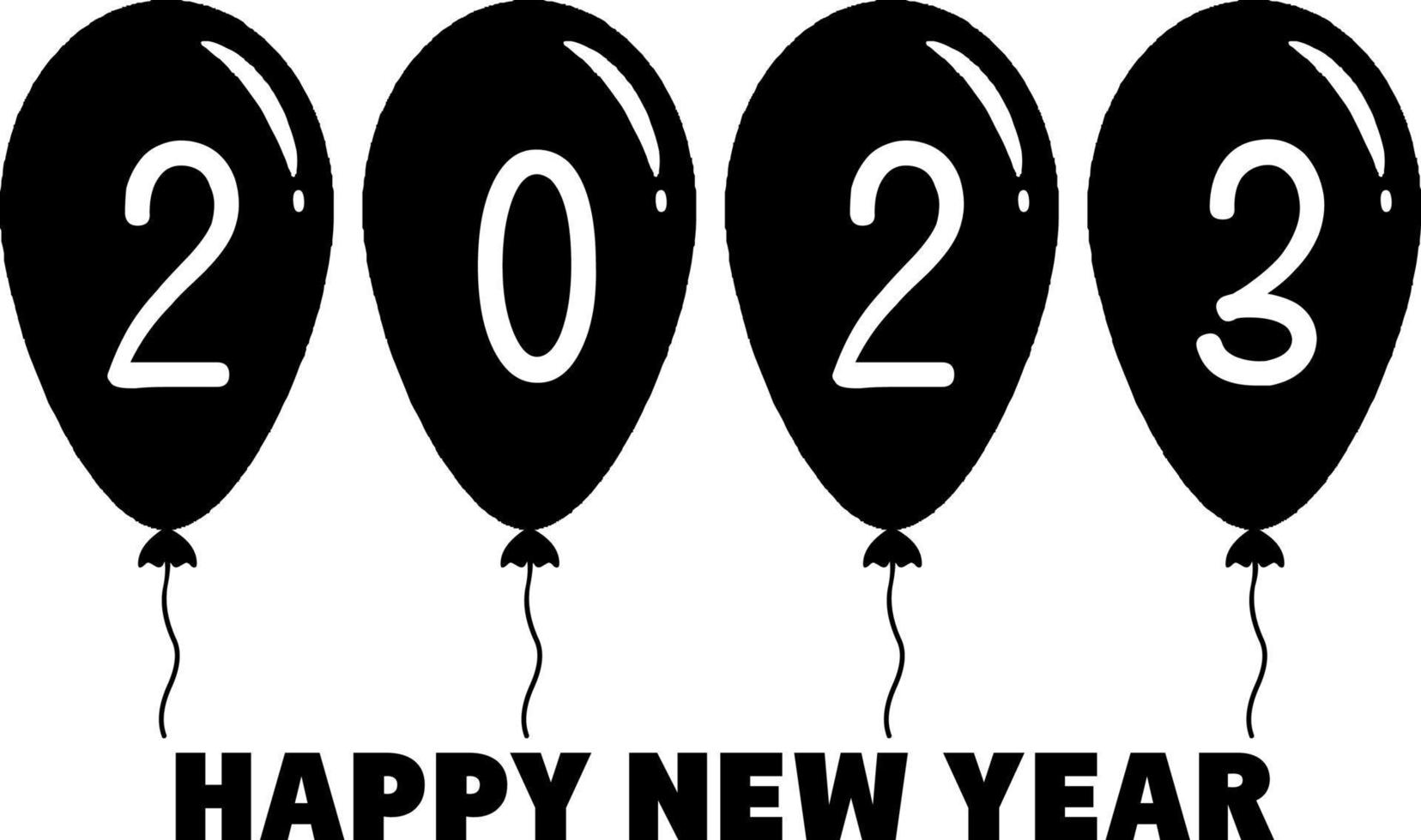 Happy New Year 2023 text design. Vector illustration. Isolated on white background.