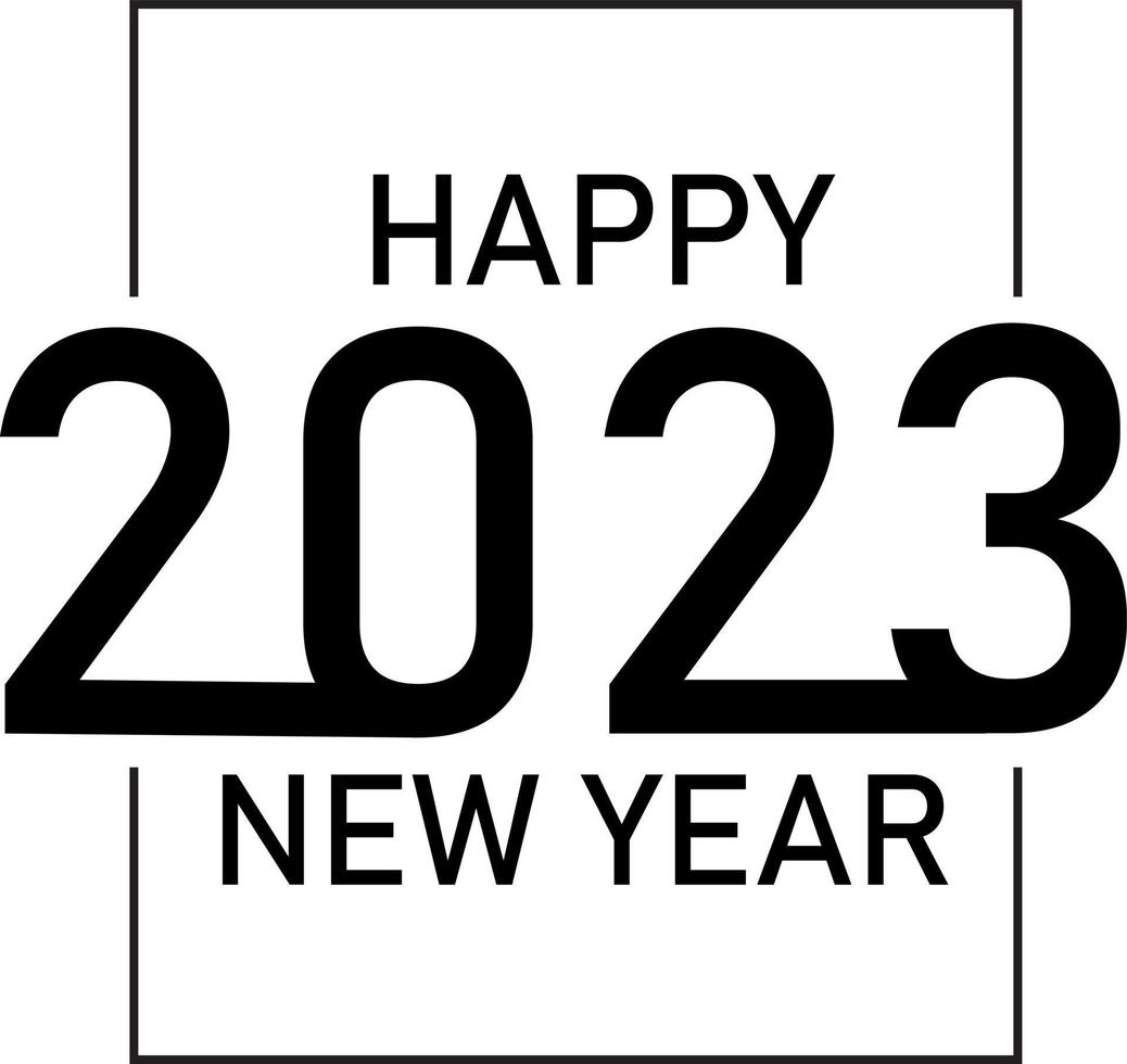 feliz año nuevo 2023 diseño de texto. ilustración vectorial aislado sobre fondo blanco. vector