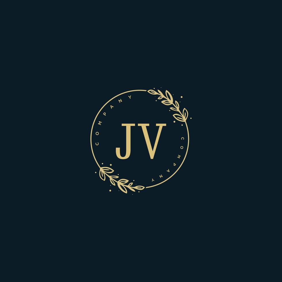 Initial JV beauty monogram and elegant logo design, handwriting logo of initial signature, wedding, fashion, floral and botanical with creative template. vector