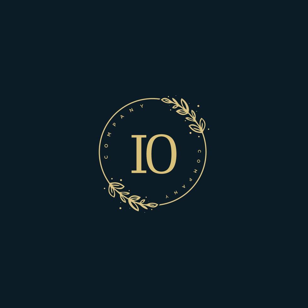Initial IO beauty monogram and elegant logo design, handwriting logo of initial signature, wedding, fashion, floral and botanical with creative template. vector