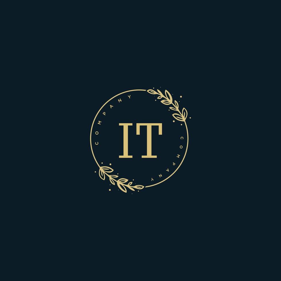 Initial IT beauty monogram and elegant logo design, handwriting logo of initial signature, wedding, fashion, floral and botanical with creative template. vector