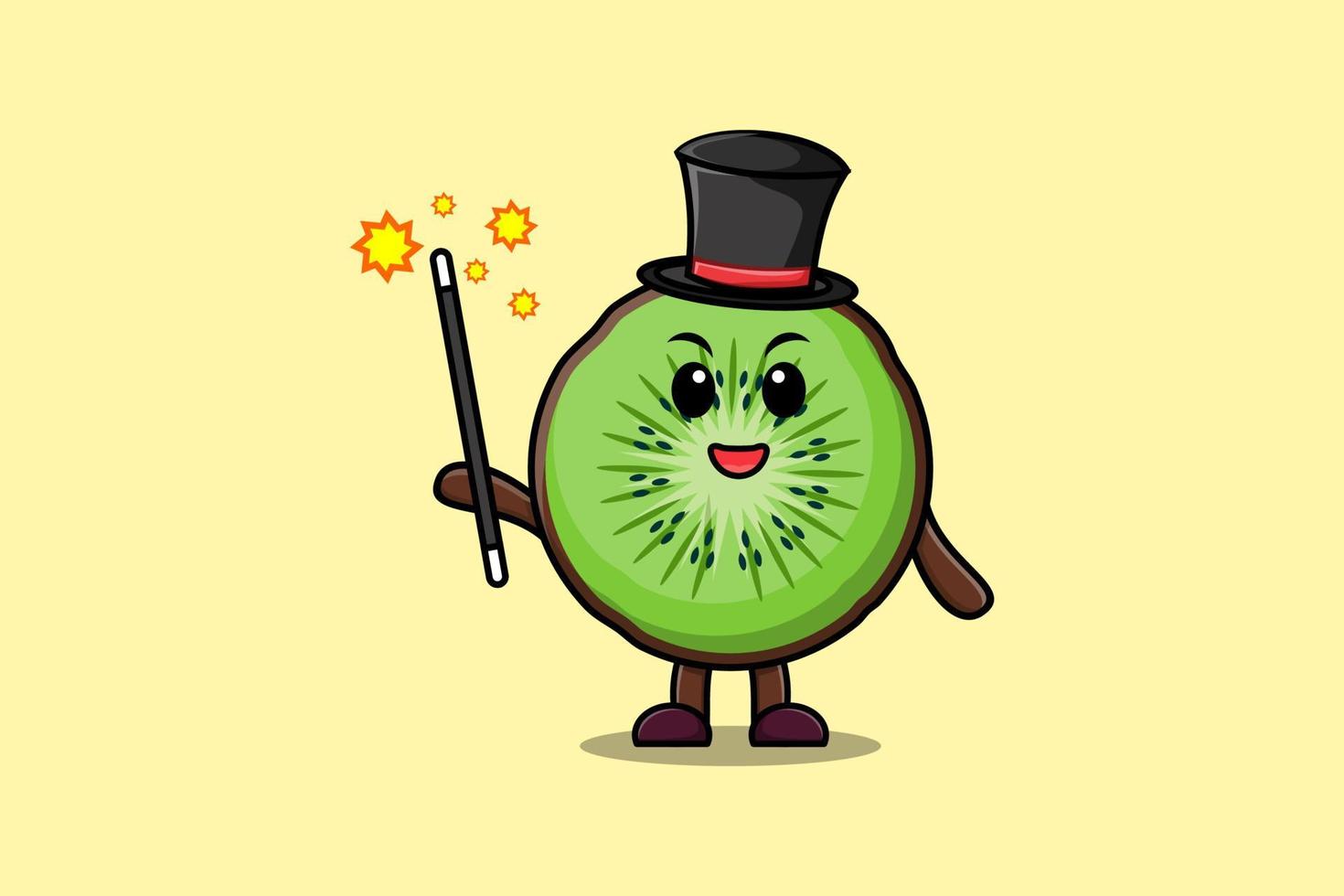 A gorgeous smart cute cartoon magician Kiwi fruit vector