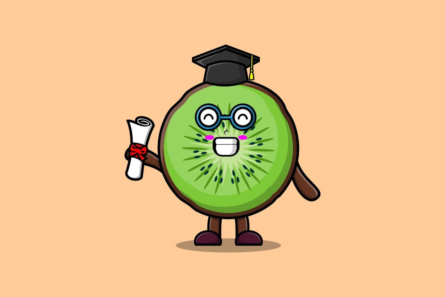 Cute cartoon Kiwi fruit student on graduation day vector