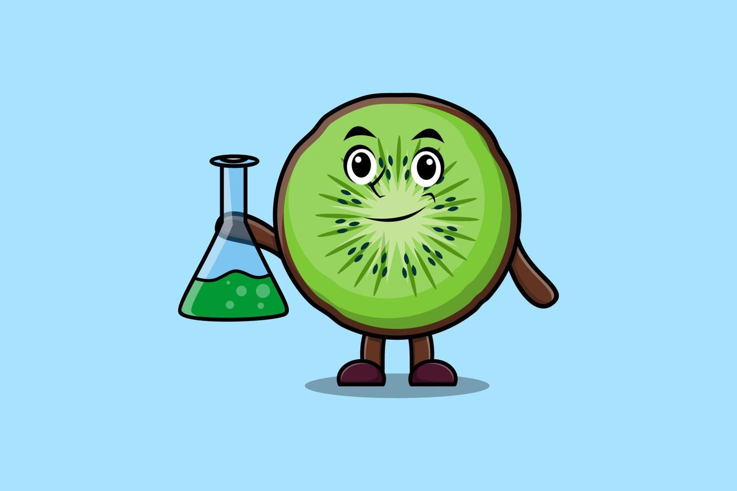 Cute cartoon character Kiwi fruit as scientist vector