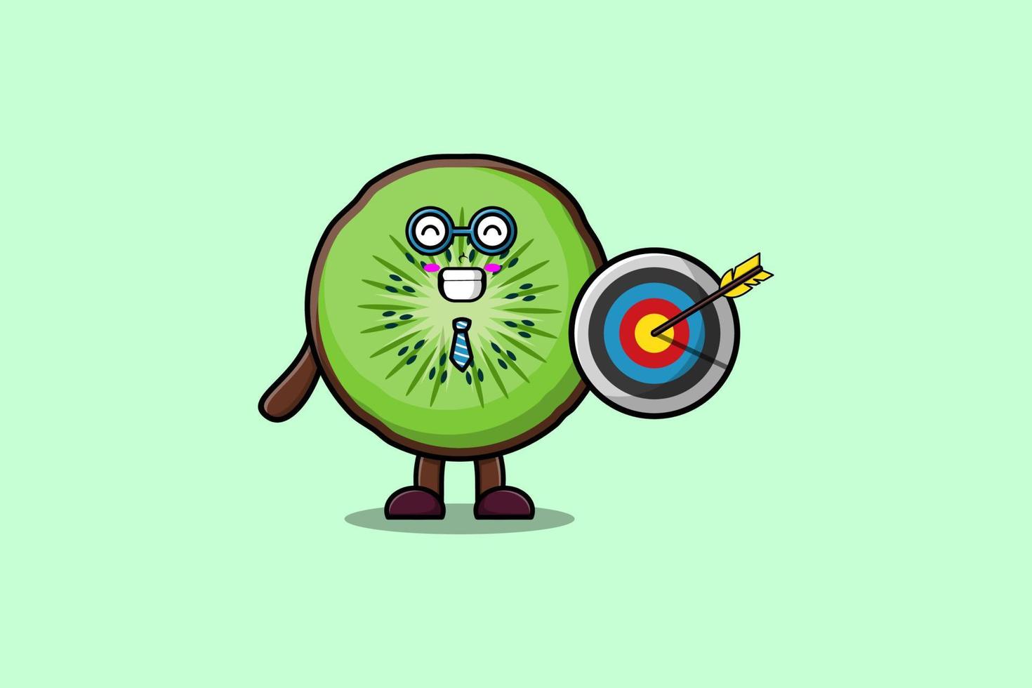 lindo, caricatura, kiwi, fruta, hombre de negocios, tenencia, blanco vector