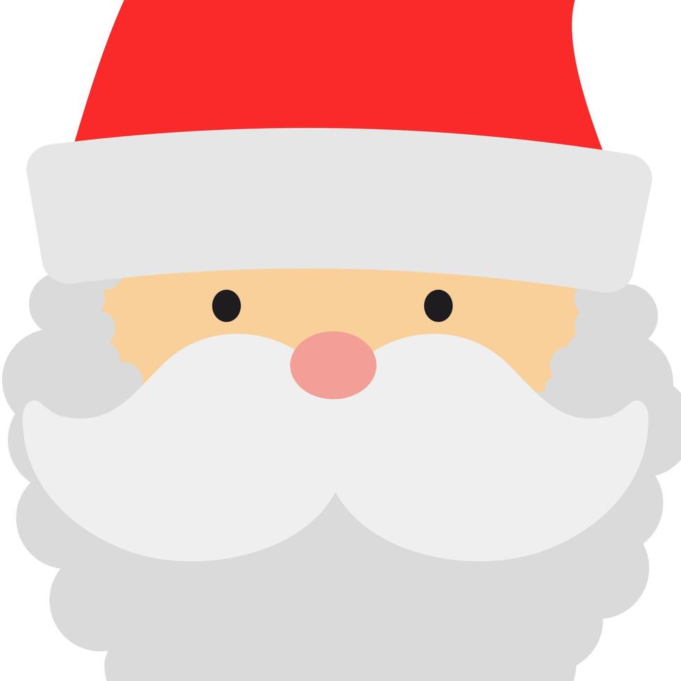 Greeting card with Santa Claus big head face. Merry Christmas background. Vector illustration