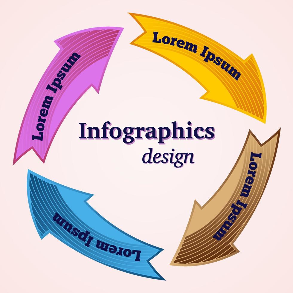 plantilla infográfica vectorial moderna con flechas dispuestas en círculo. plantilla de diseño de infografías de negocios. vector