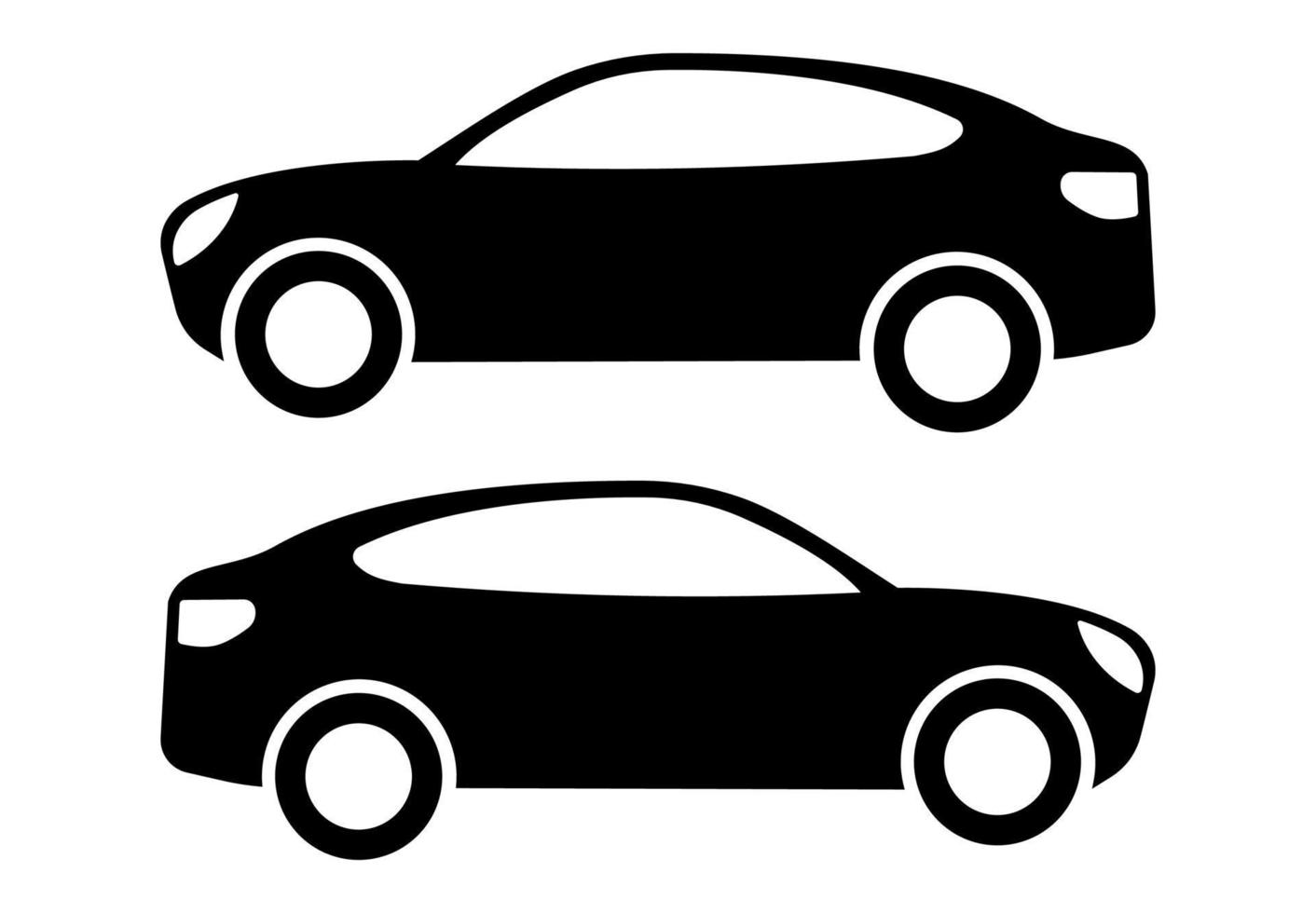 Two black car silhouettes on a white background. Vector illustration.