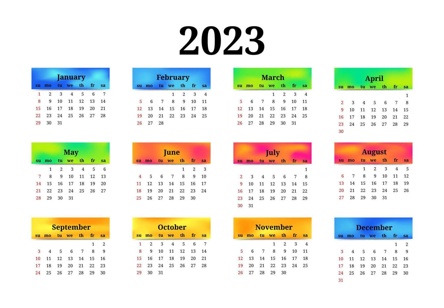 calendario para 2023 aislado en un fondo blanco vector