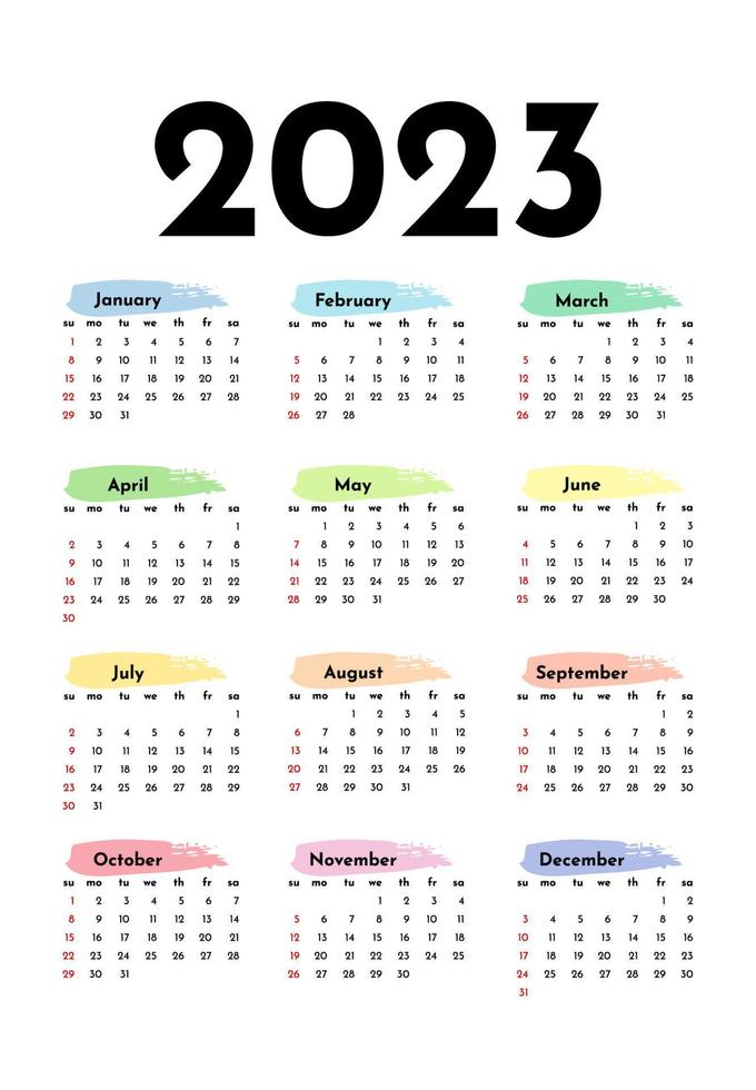 Calendar for 2023 isolated on a white background vector