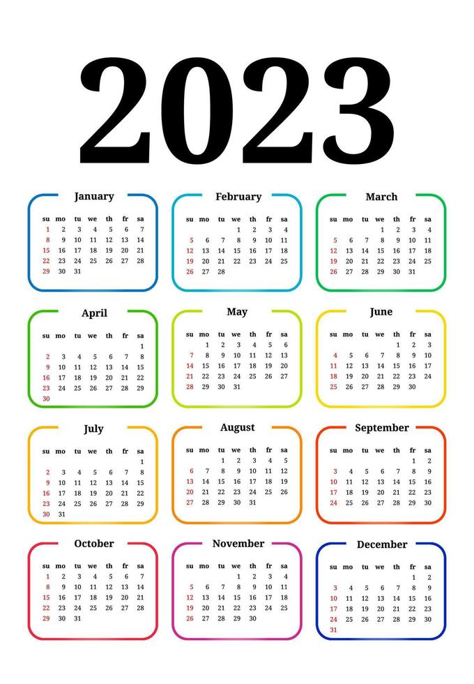 calendario para 2023 aislado en un fondo blanco vector