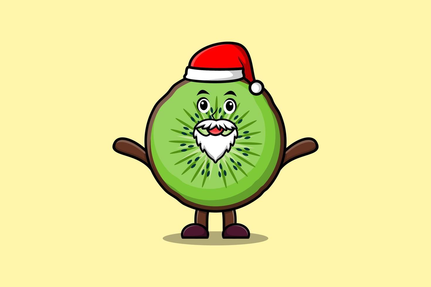 Cute Cartoon character Kiwi fruit santa claus vector