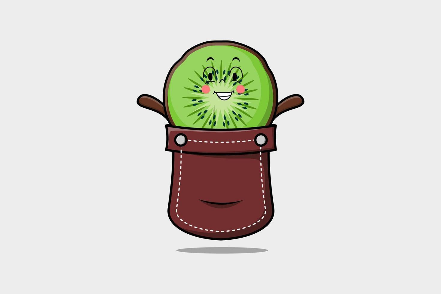 lindo kiwi de dibujos animados que sale del bolsillo vector