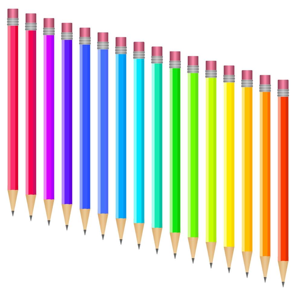 Set of multi-colored pens on a white background vector