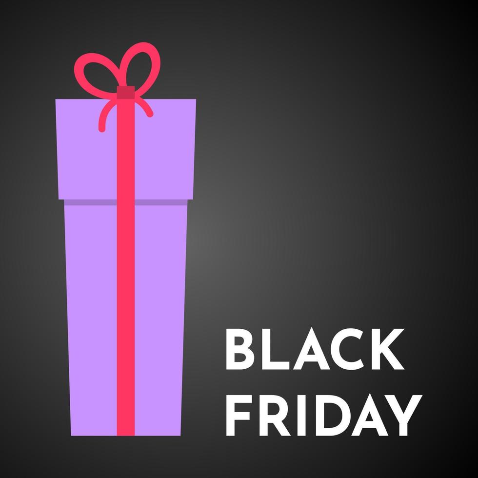 Black friday sale background with gift box. Brochure or banner template. Vector illustration