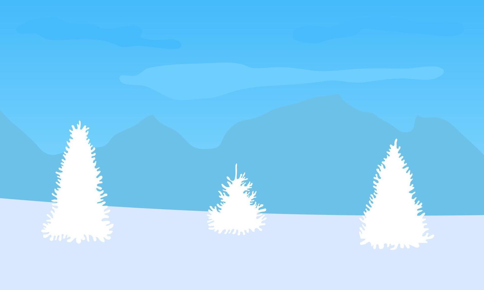 Winter Snowy Woodland Landscape. Winter background. Vector illustration