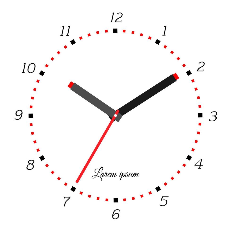 Vector illustration of mechanical clock. Clock face on white background.