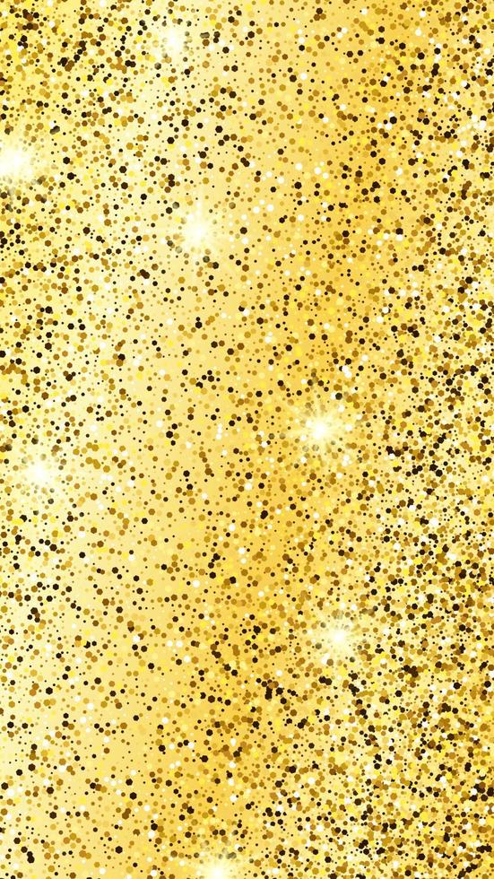 Golden glittering background with gold sparkles and glitter effect. Stories banner design. Empty space for your text. Vector illustration