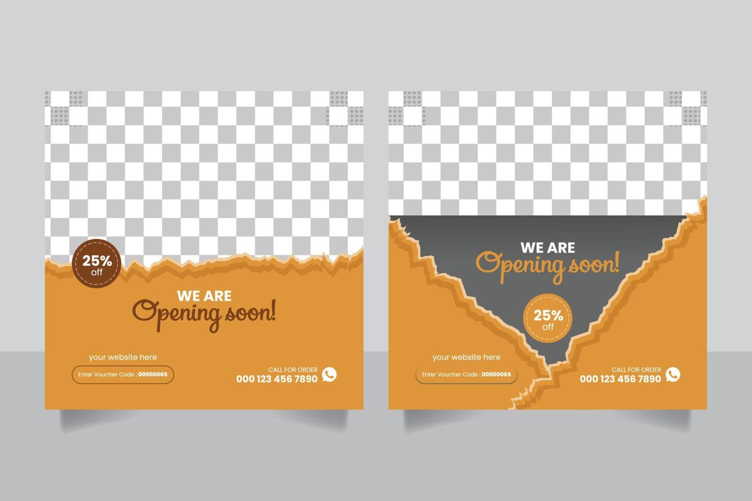 Creative business grand opening banner for social media post template vector