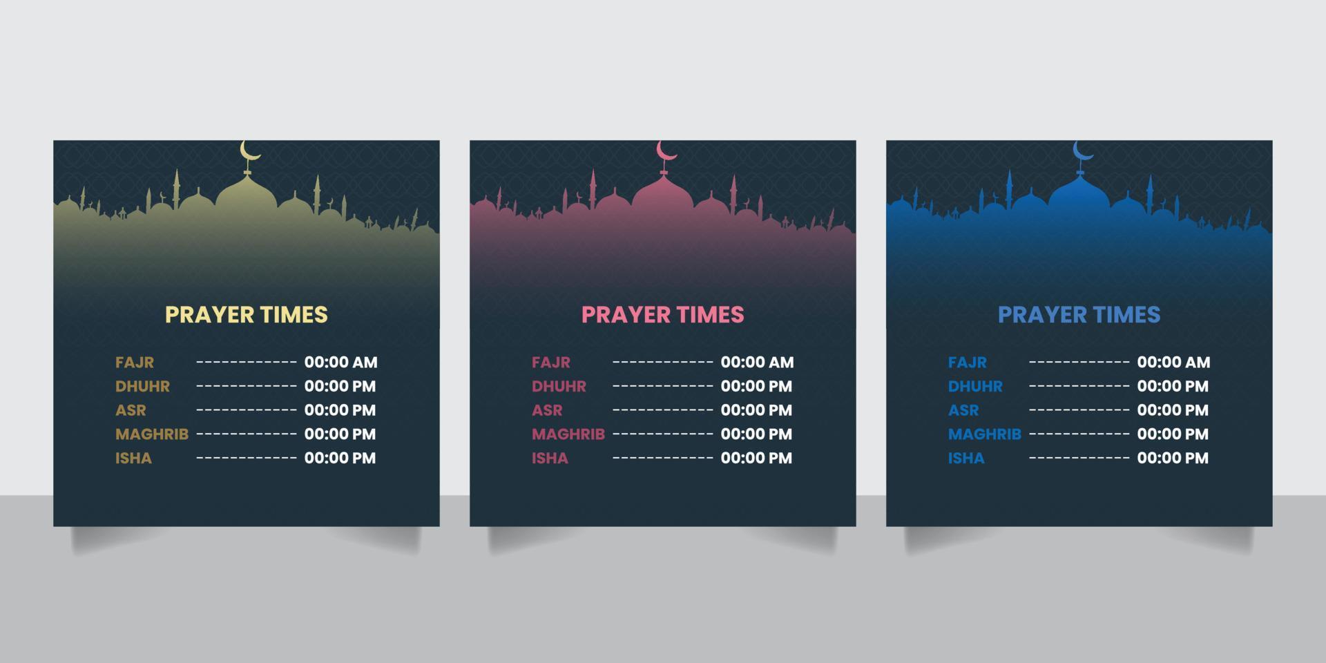 Creative prayer time banner for social media post template vector