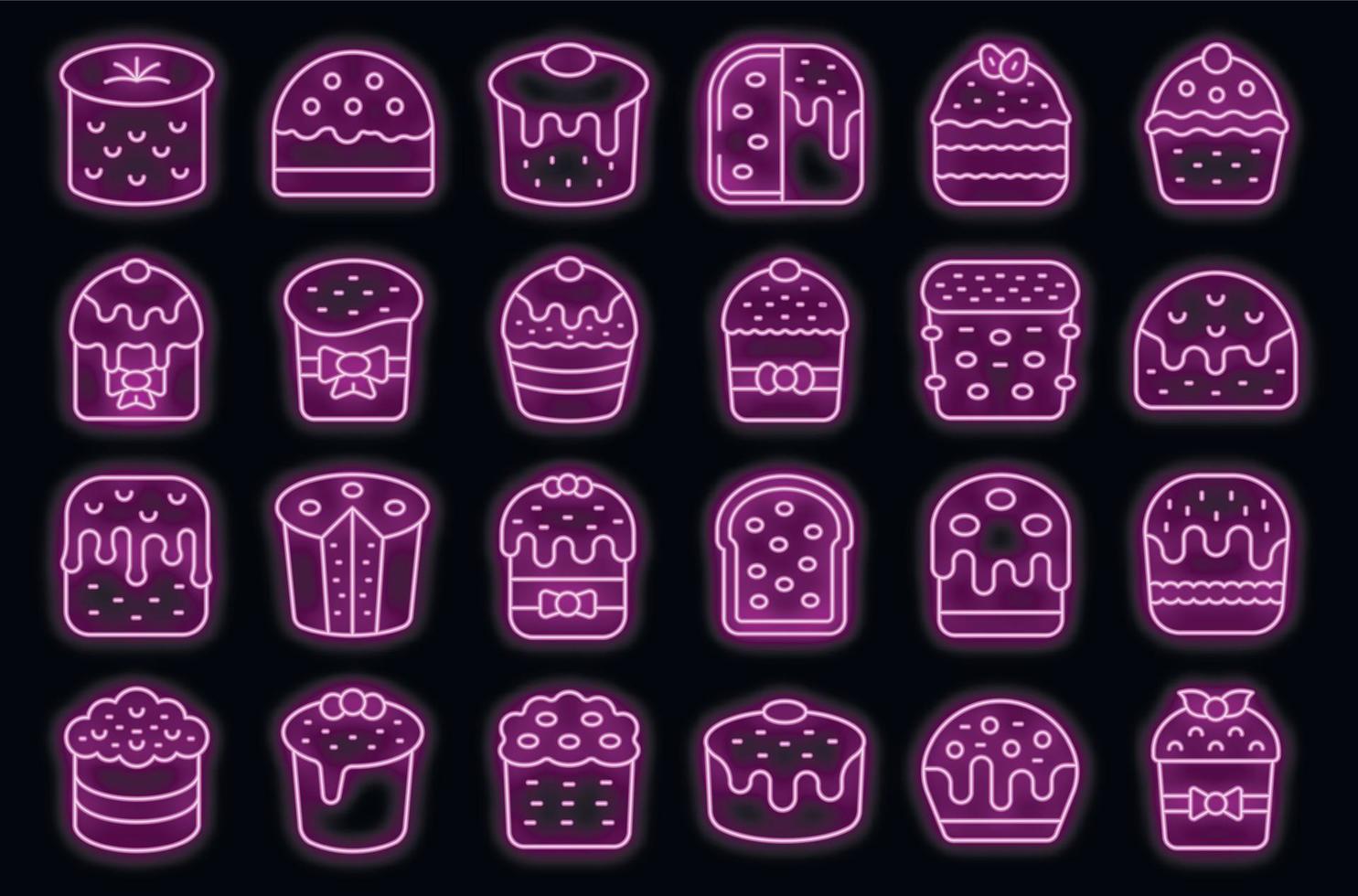 Panettone icons set vector neon