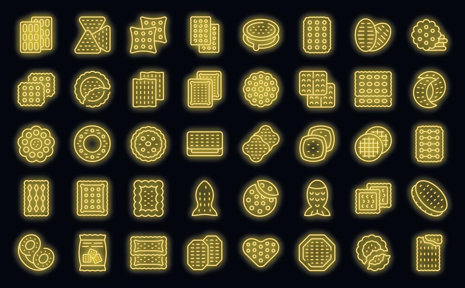 Crackers icons set vector neon