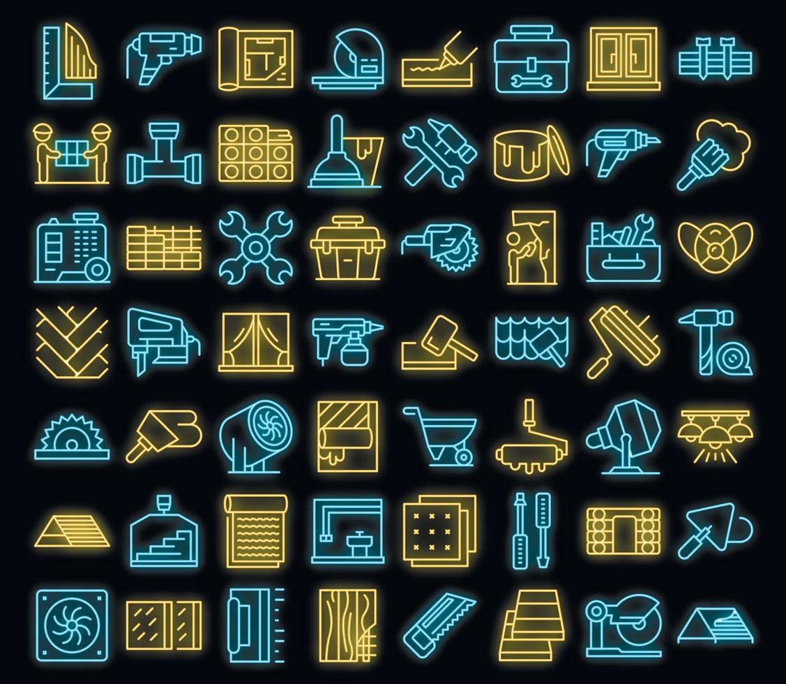 DIY repair icons set vector neon